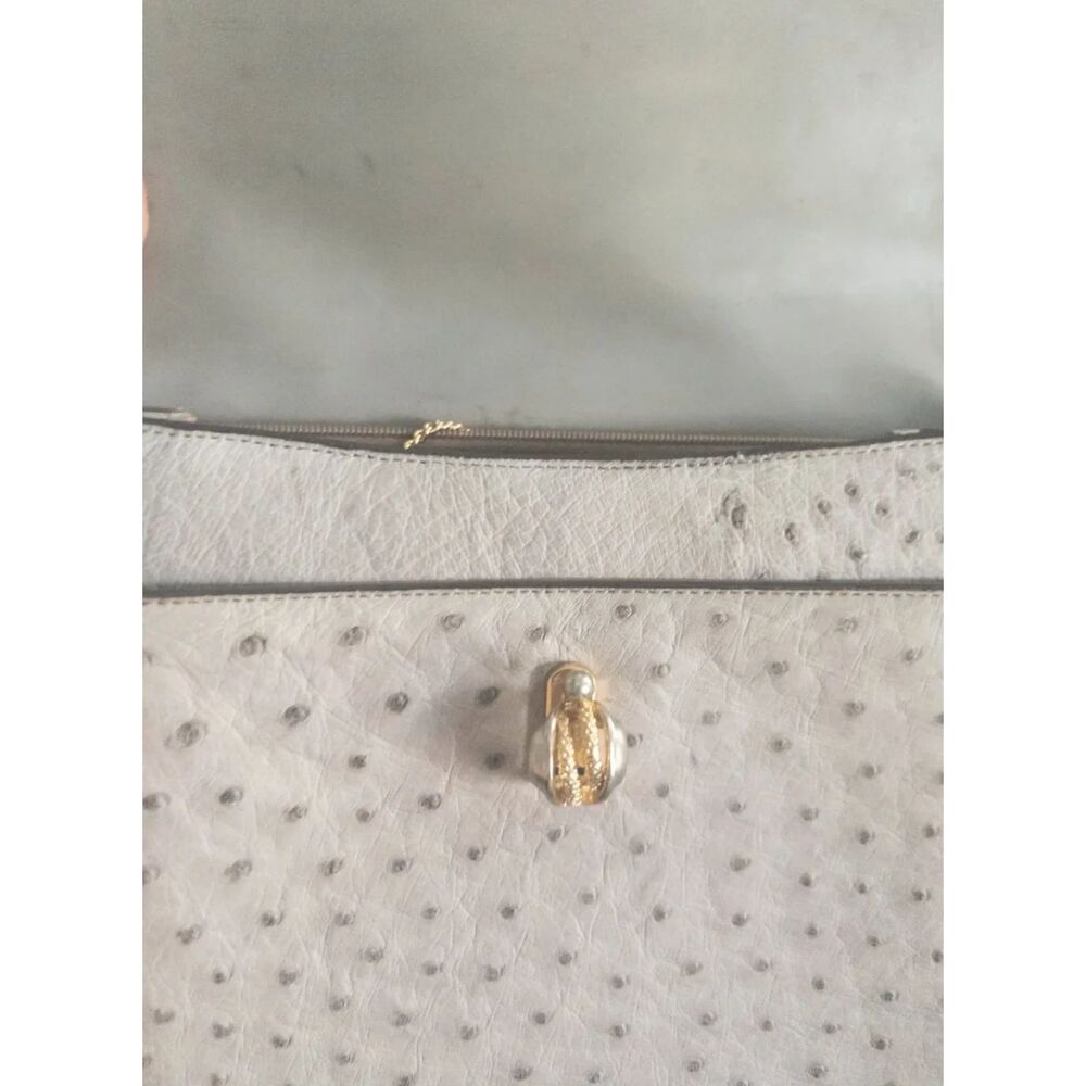 Ostrich leather Taupe gray Genuine ostrich leather Ostrich leather Handbag - Picture 8 of 13